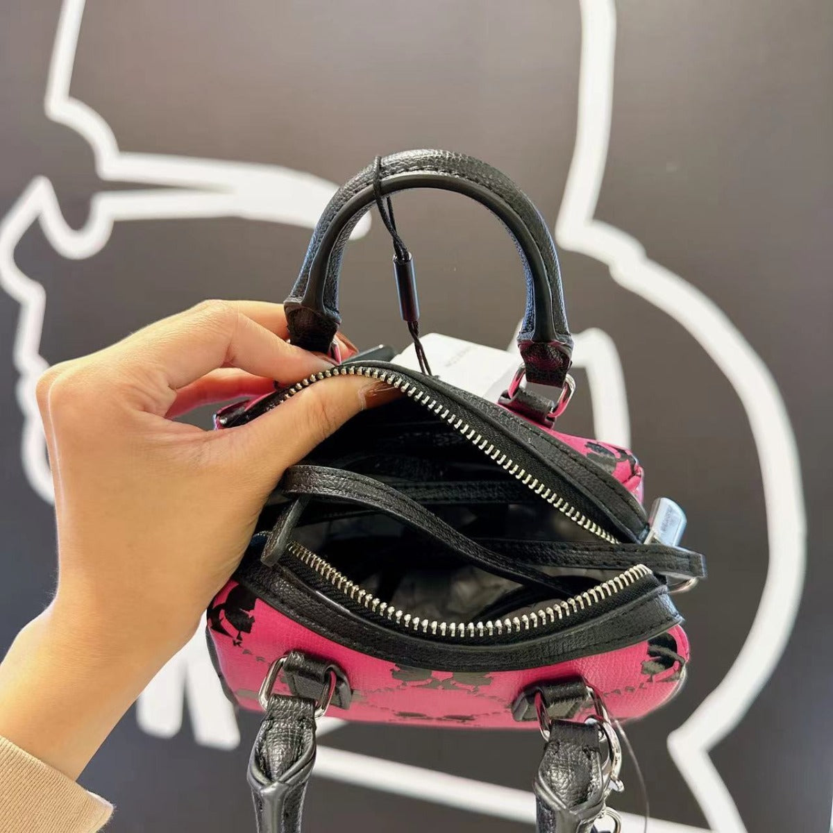 Karl Lagerfeld Paris LH2E45BU Adele Mini Satchel Crossbody In BLACK/BLOOM Karl Lagerfeld Paris LH2E45BU Adele Mini Satchel Crossbody In BLACK/BLOOM